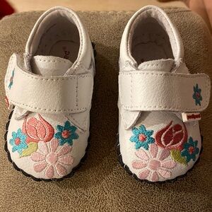 Pediped white and floral baby shoes